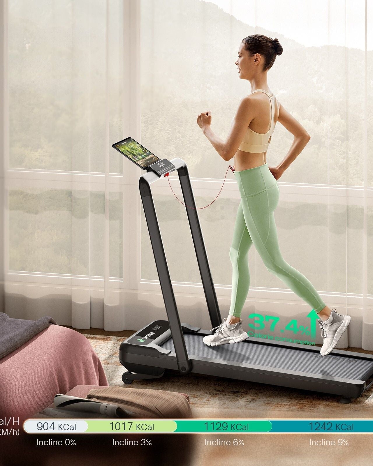 Urevo Treadmill STROL 2S PRO löpband 420 x 1080 mm 12 km/t