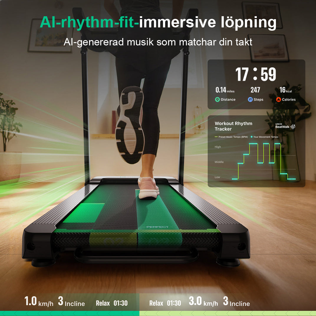 UREVO Foldi 3S Auto-inclined löpband 420 x 1080 mm 12 km/t