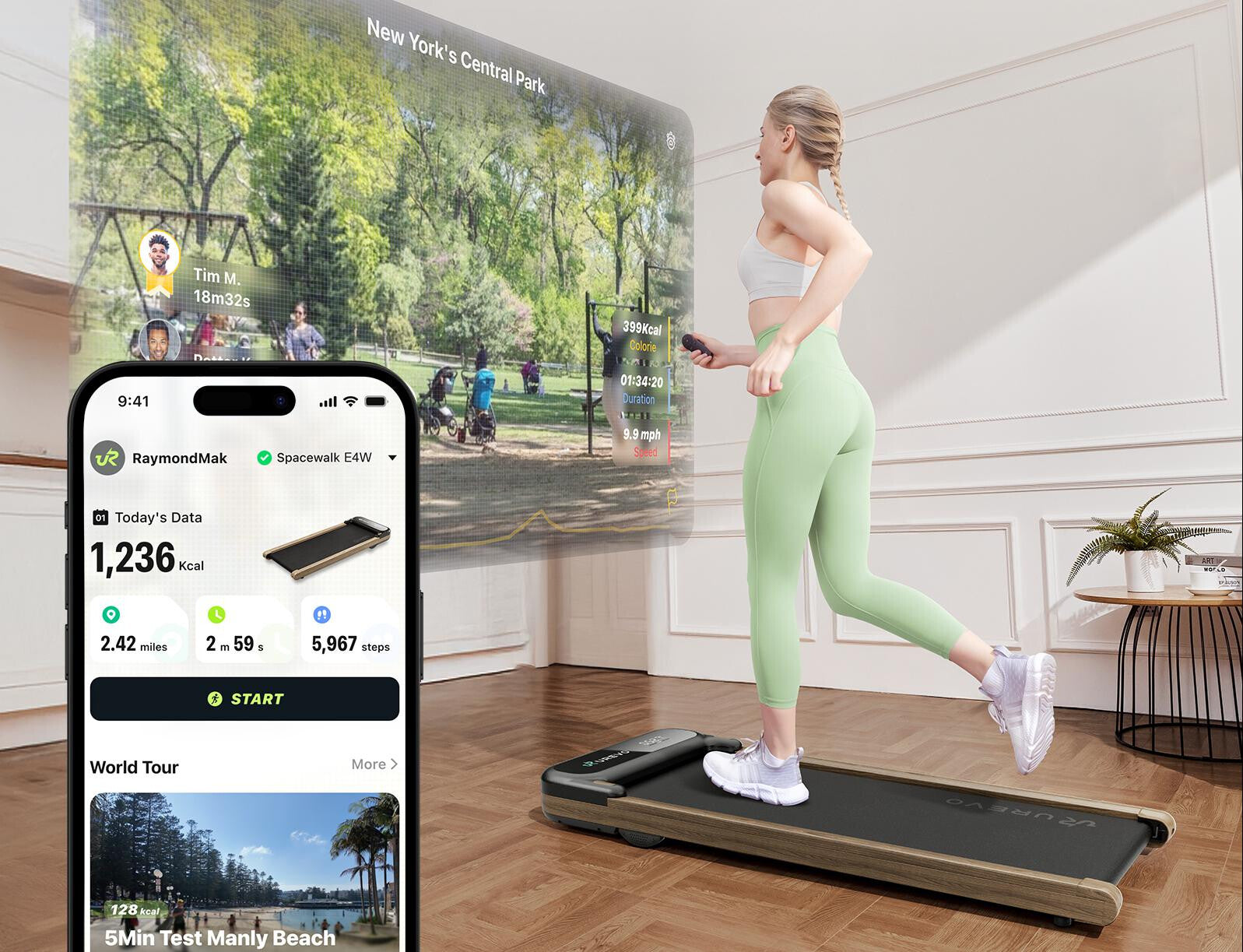 Urevo URTM026 löpband 380 x 1010 mm 6 km/t