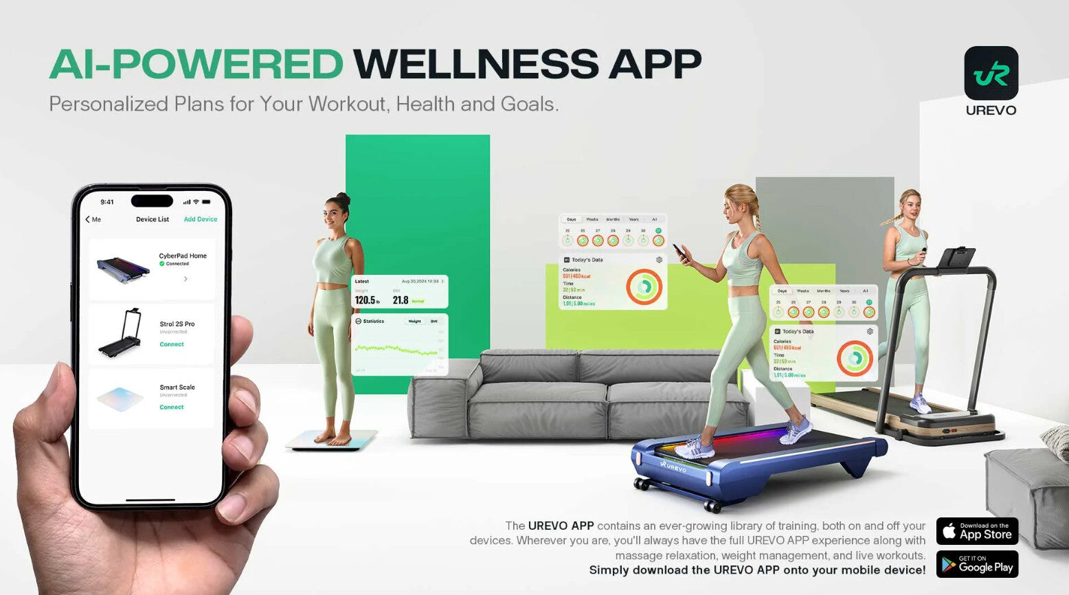 Urevo URTM037 löpband 420 x 1080 mm 12 km/t